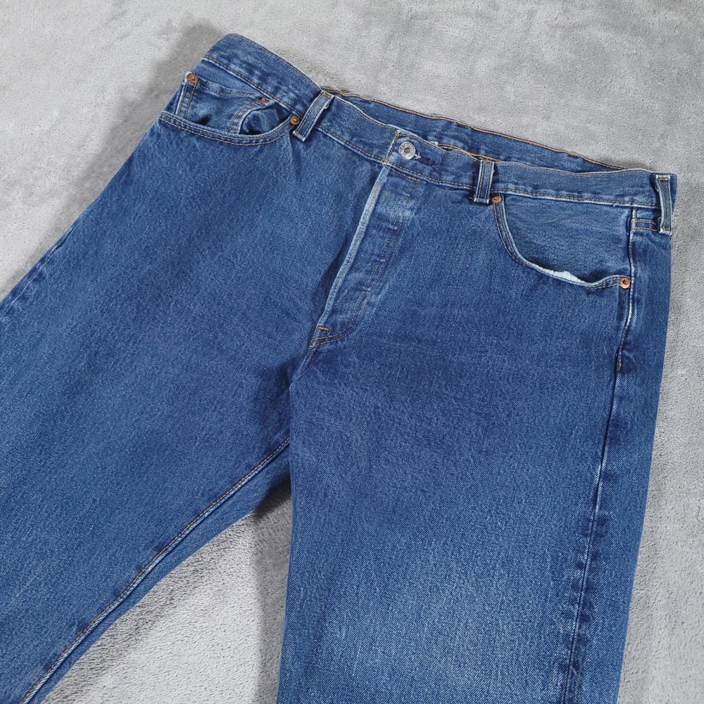Levi's Jeans Men 38x34 Blue 501 Original Straight Leg Button Fly WaterLess Denim